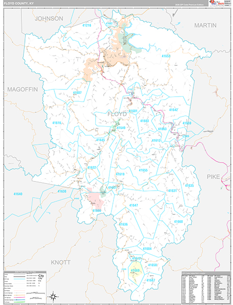 Floyd County, KY Zip Code Map