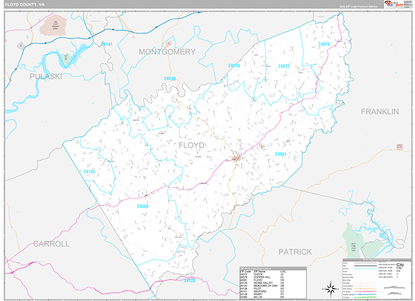 Floyd County, VA Wall Map