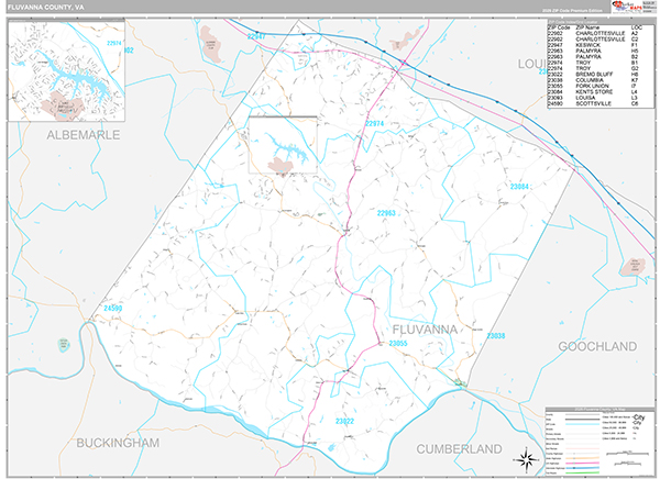 Fluvanna County, VA Wall Map