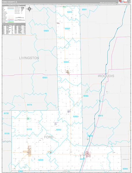 Ford County, IL Zip Code Map