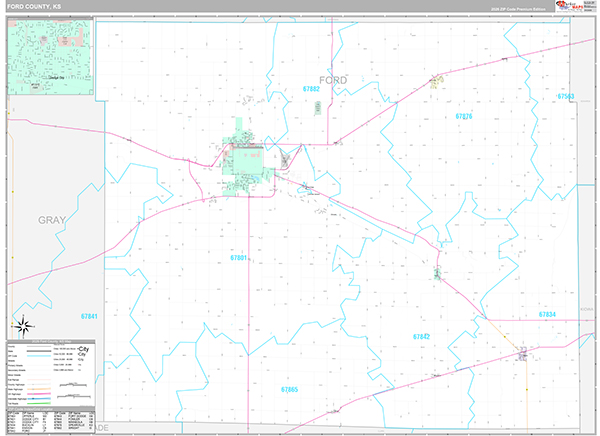 Ford County, KS Wall Map