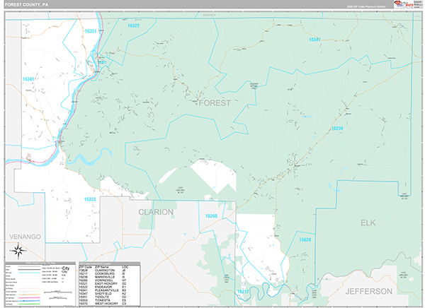 Forest County, PA Wall Map Premium Style