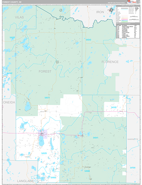 Forest County, WI Wall Map
