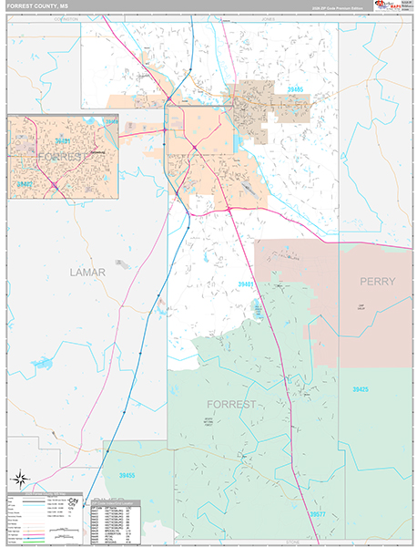 Forrest County, MS Zip Code Map