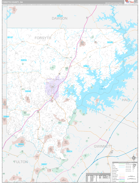 Forsyth County, GA Carrier Route Wall Map