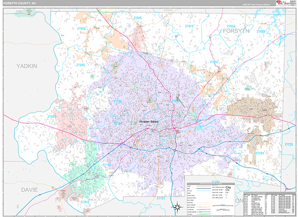 Forsyth County, NC Wall Map
