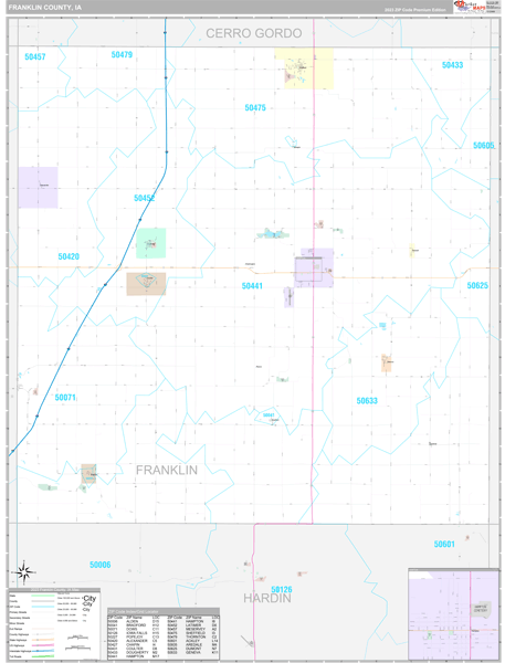 Franklin County Wall Map Premium Style