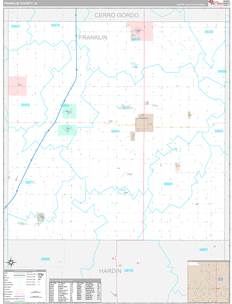 Franklin County, IA Carrier Route Wall Map