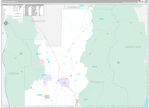 Franklin County, ID Wall Map Premium Style