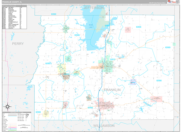 Franklin County, IL Carrier Route Wall Map