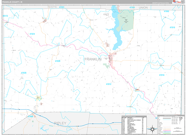 Franklin County, IN Zip Code Map