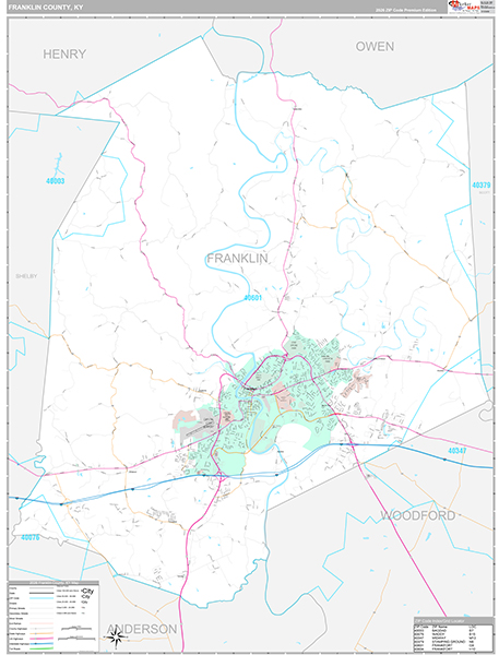Franklin County, KY Wall Map