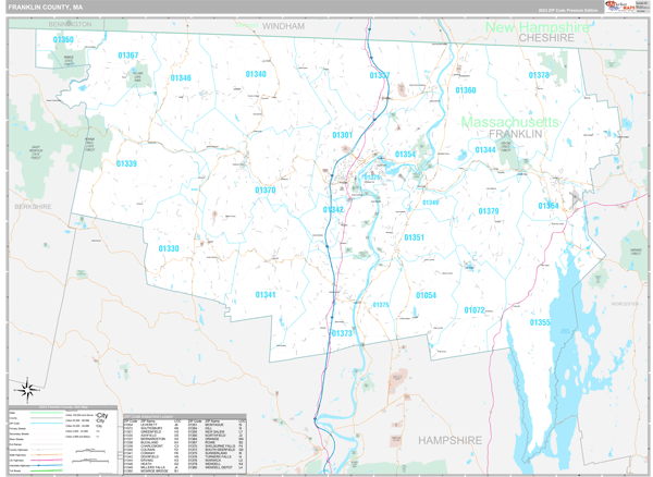 Franklin County, MA Carrier Route Wall Map