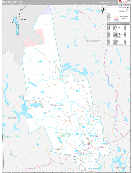 Franklin County, ME Wall Map Premium Style