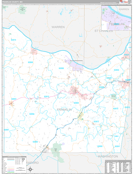 Franklin County, MO Map Premium Style