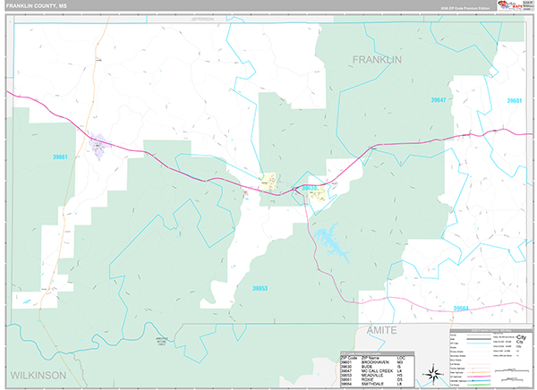 Franklin County, MS Wall Map