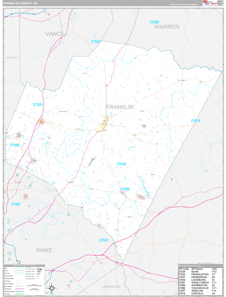 Franklin County, NC Wall Map
