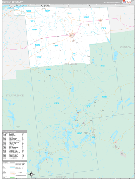 Franklin County, NY Zip Code Map