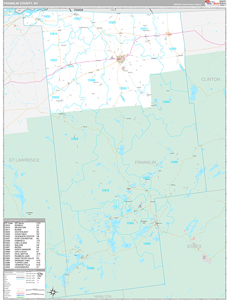 Franklin County, NY Zip Code Map