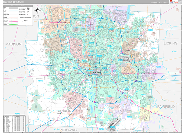 Franklin County, OH Zip Code Map