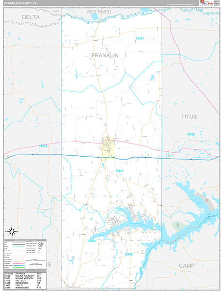 Franklin County, TX Zip Code Map