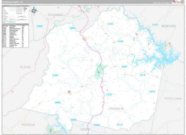Franklin County, VA Wall Map