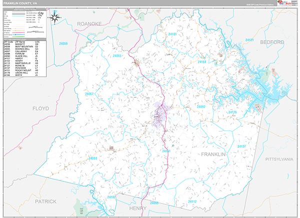 Franklin County, VA Wall Map