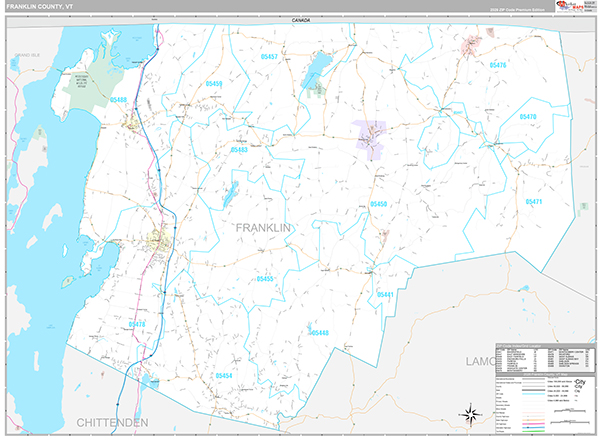 Franklin County, VT Wall Map