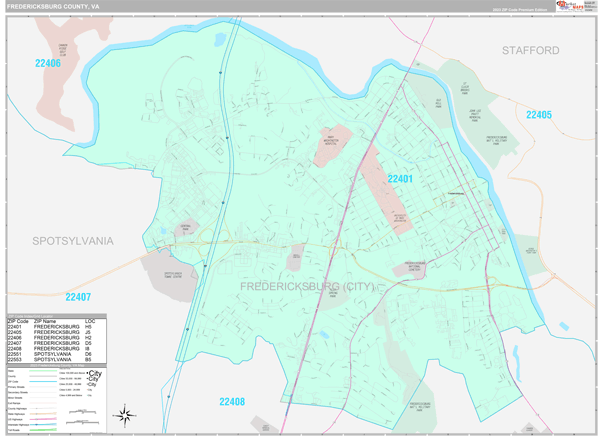 Fredericksburg County, VA Wall Map