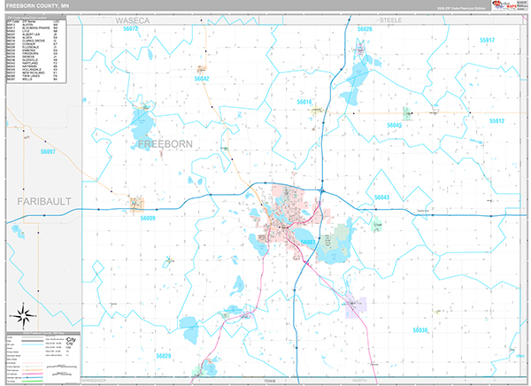 Freeborn County, MN Wall Map