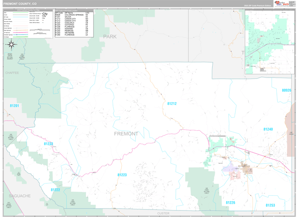 Fremont County Wall Map Premium Style
