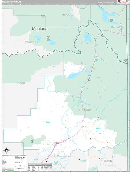 Fremont County, ID Carrier Route Wall Map