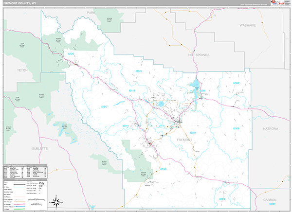 Fremont County, WY Zip Code Map
