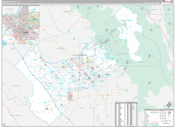 Fresno County, CA Map Premium Style