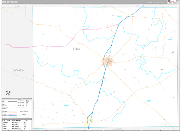Frio County, TX Zip Code Map