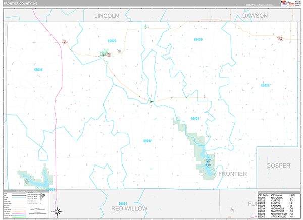 Frontier County, NE Zip Code Map