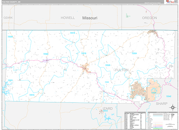 Fulton County, AR Zip Code Map