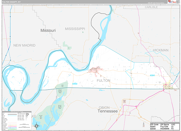 Fulton County, KY Zip Code Map