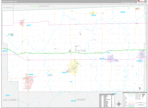 Fulton County, OH Carrier Route Wall Map