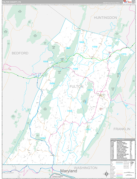 Fulton County, PA Wall Map