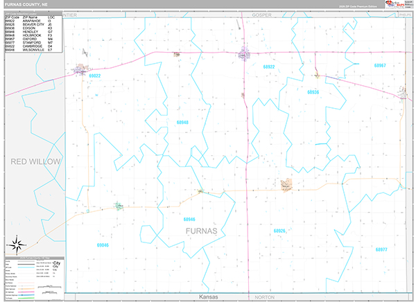 Furnas County, NE Zip Code Map