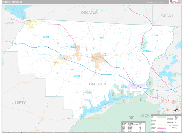 Gadsden County, FL Wall Map
