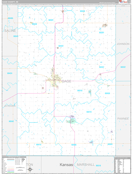 Gage County, NE Zip Code Map