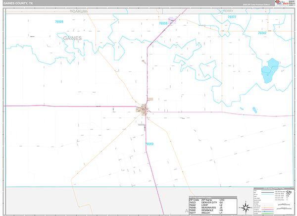 Gaines County, TX Zip Code Map