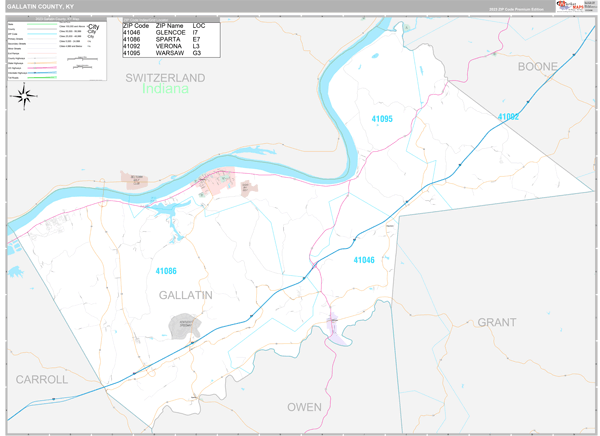 Gallatin County, KY Wall Map