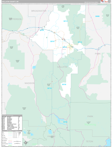 Gallatin County, MT Wall Map
