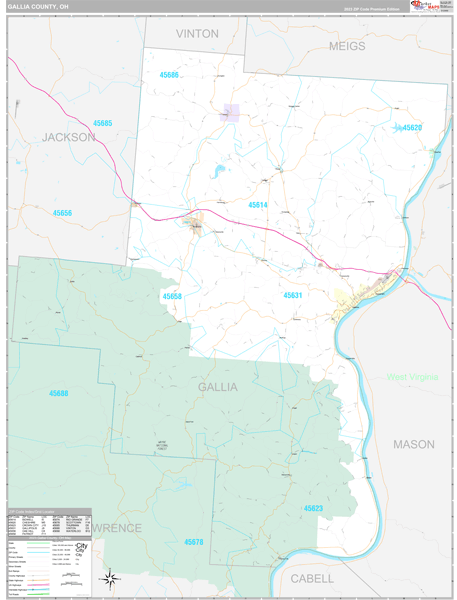Gallia County, OH Wall Map