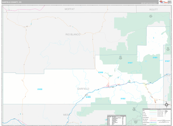 Garfield County, CO Carrier Route Wall Map