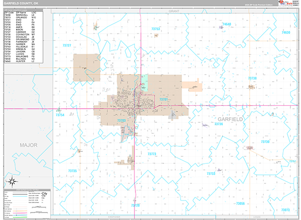 Garfield County, OK Wall Map
