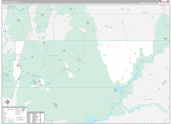 Garfield County, UT Zip Code Map